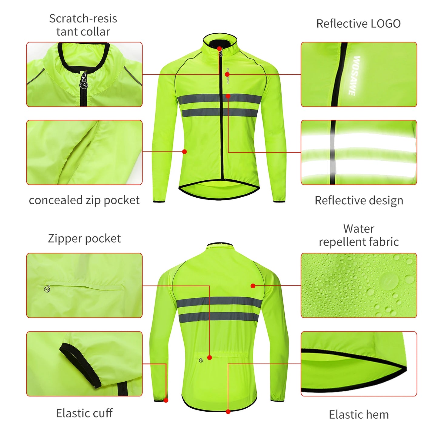 Men's Cycling Windbreaker Jacket – Water-Resistant MTB Long Sleeve Coat