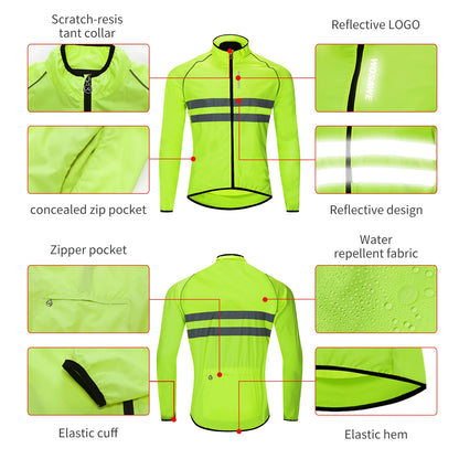 Men's Cycling Windbreaker Jacket – Water-Resistant MTB Long Sleeve Coat