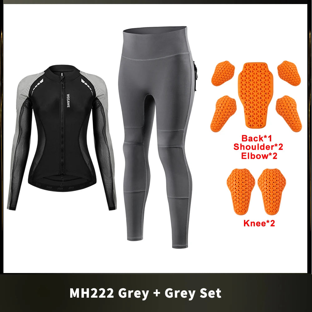 Women's Motorcycle Jacket & Pants Set with Removable Pads – WOSAWE