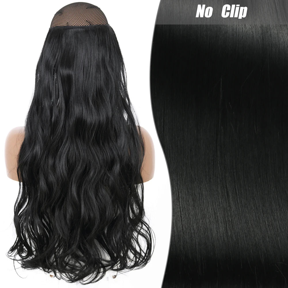 No Clips Natural Hair Extension Synthatic Artificial Long Straight Hairpiece Blonde Black Mixed