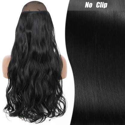No Clips Natural Hair Extension Synthatic Artificial Long Straight Hairpiece Blonde Black Mixed