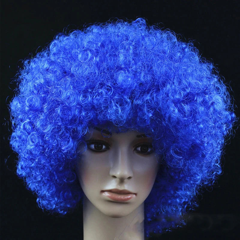 Women Curly Cosplay Wig Short Wavy Hair Colorful Synthetic Daily Party Men Football Fan Wearing Kids