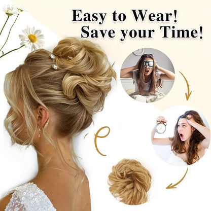 Synthetic Fiber Messy Bun Hairpiece Scrunchie Fake Chignon Hair Extensions Accessories Women Daily