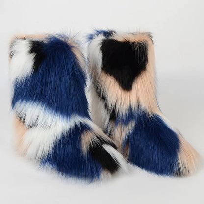 Faux Fur Snow Boots for Women – Fluffy Plush Winter Footwear