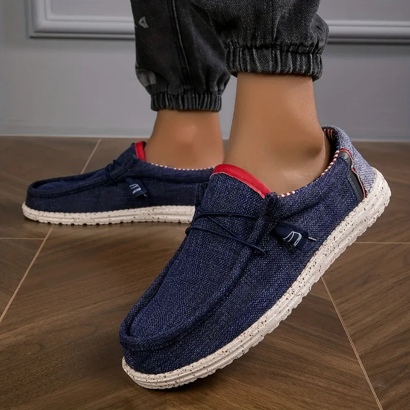 Men's Canvas Loafers – Breathable Slip-On Casual Flat Shoes