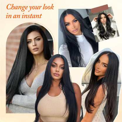 Clip-In Hair Extensions 7pcs 16 Clips Wavy Synthetic 24 Inch