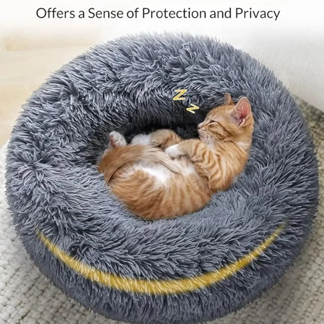 Round Plush Pet Bed – Super Soft Donut Bed for Dogs & Cats