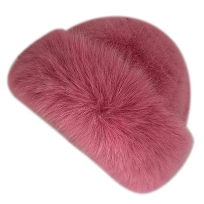 Fluffy Faux Fur Beret Hat – Women's Winter Plush Cap