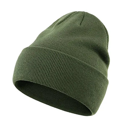 Solid Knit Beanie – Unisex Cuffed Winter Skull Cap