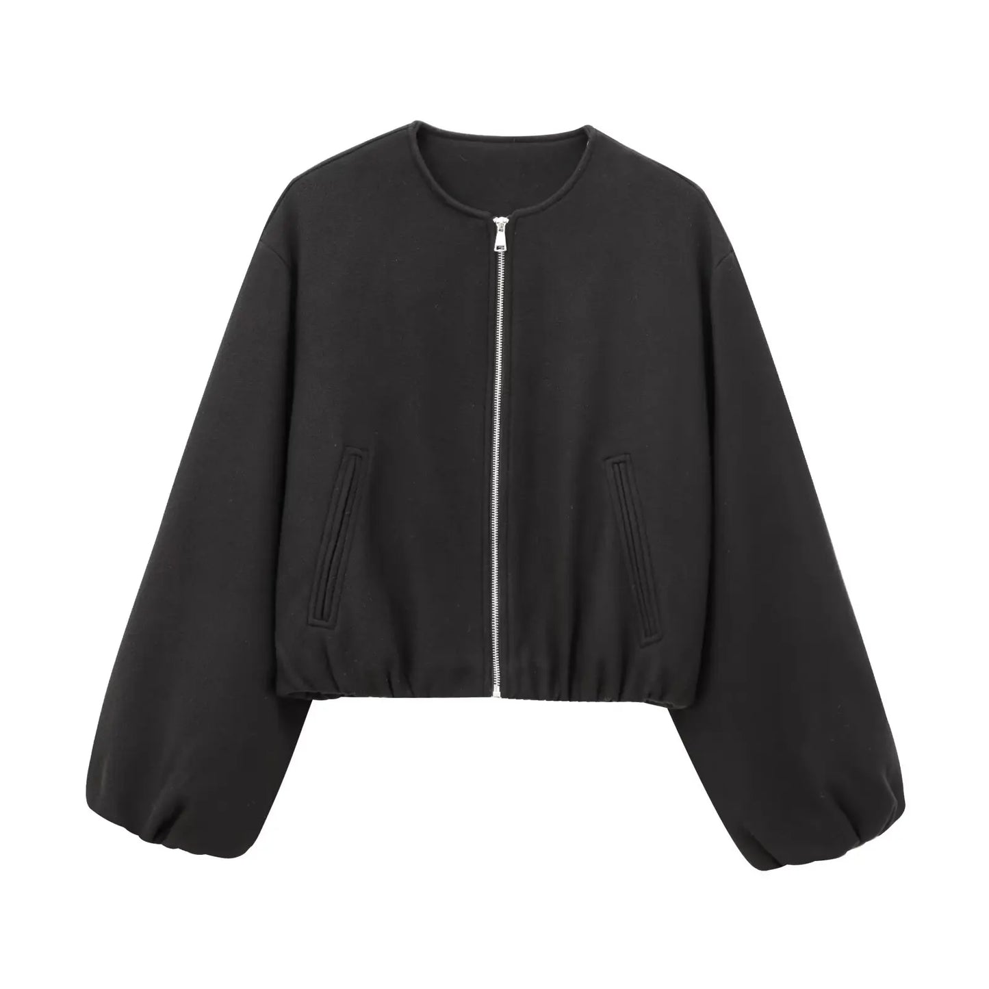 Women's Cropped Bomber Jacket – Soft Zip-Up Casual Outerwear