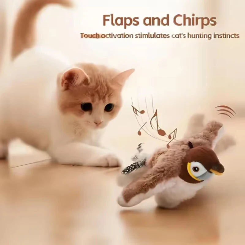 Interactive Bird Cat Toy – Rechargeable Chirping & Flapping Plush