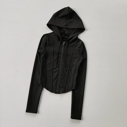Women's Zip-Up Hoodie Jacket – Slim Fit Quick-Dry Sports Running Top