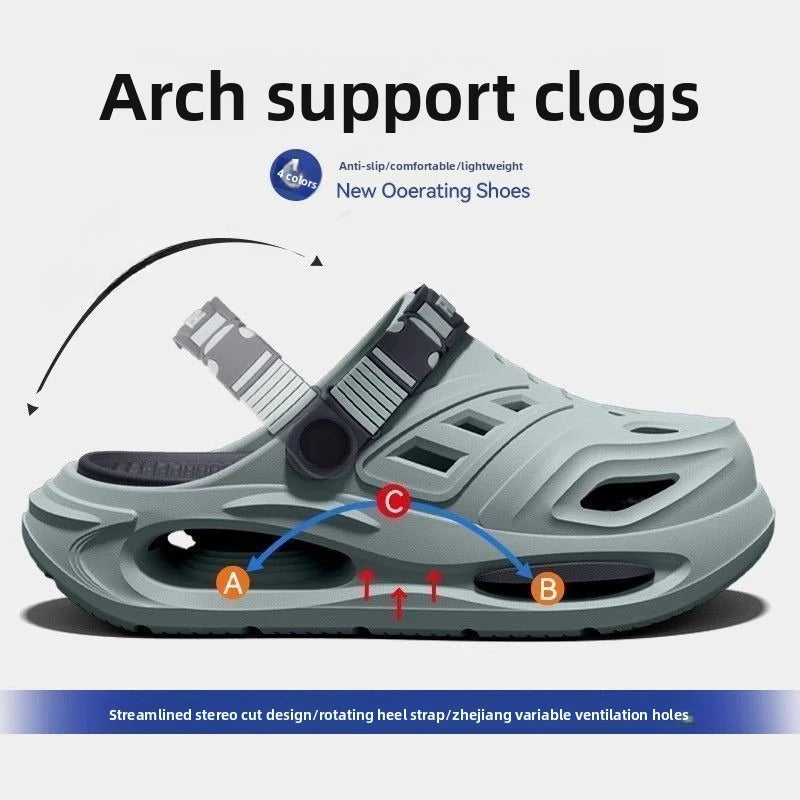 Men's Arch Support Clogs – Thick EVA Sole, Anti-Slip, Breathable