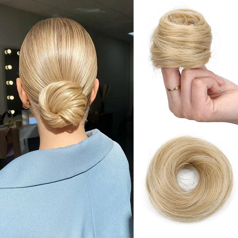 Synthetic Short Straight Hair Bun Chignon Hairpiece Ring Hairstyle Heat-Resistant Easy Wear