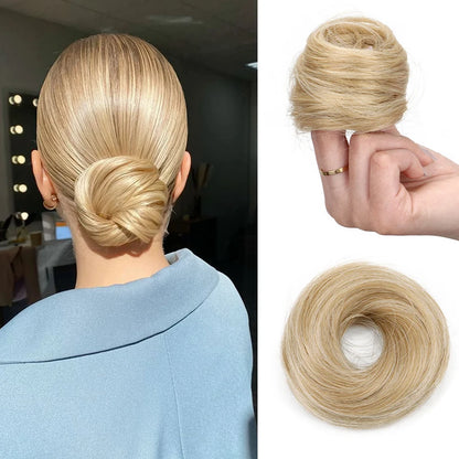 Synthetic Short Straight Hair Bun Chignon Hairpiece Ring Hairstyle Heat-Resistant Easy Wear