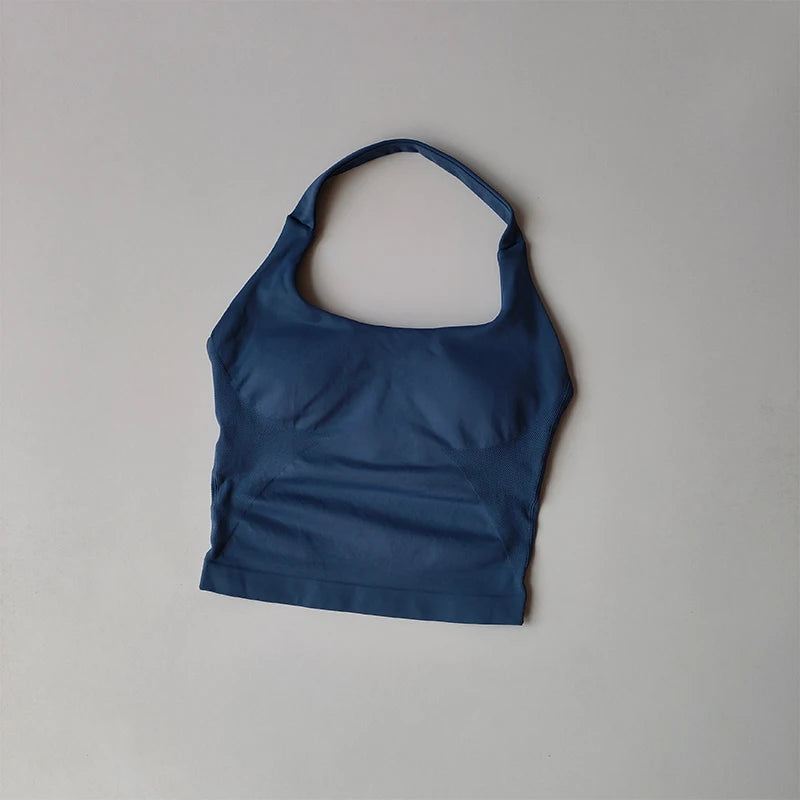 Halter Sports Bra for Women – Longline Shockproof Yoga Gym Top