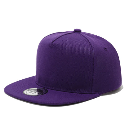 Snapback Baseball Cap – Solid Color Hip Hop Flat Brim Hat Unisex