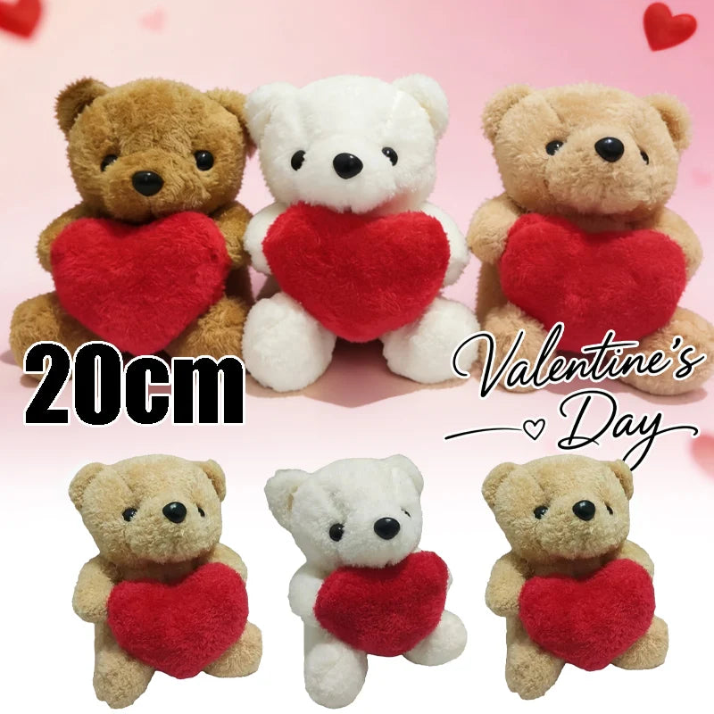 1 3 6pcs 20cm Heart Teddy Bear Plush Cuddly Stuffed Animal Holding Valentine S Day Christmas Gift