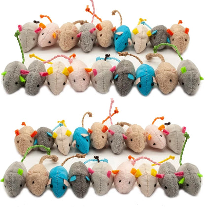 Catnip Mouse Cat Toys – Faux Fur Rattle Mice for Indoor Cats
