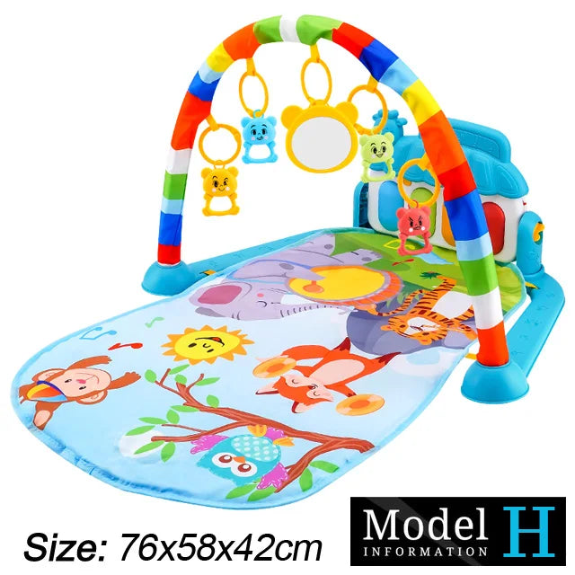 Baby Fitness Stand Music Play Gym Activity Toys Newborn Piano Crawling Blanket Pedal Game Pad Early