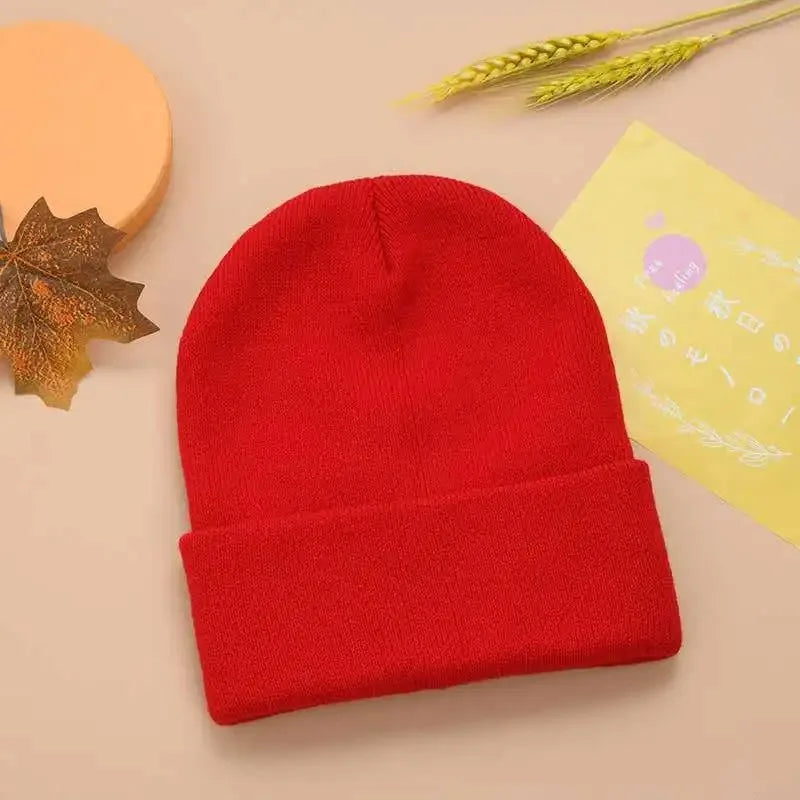 Knitted Beanie Hat – Warm Stretch Cuffed Cap for Men & Women
