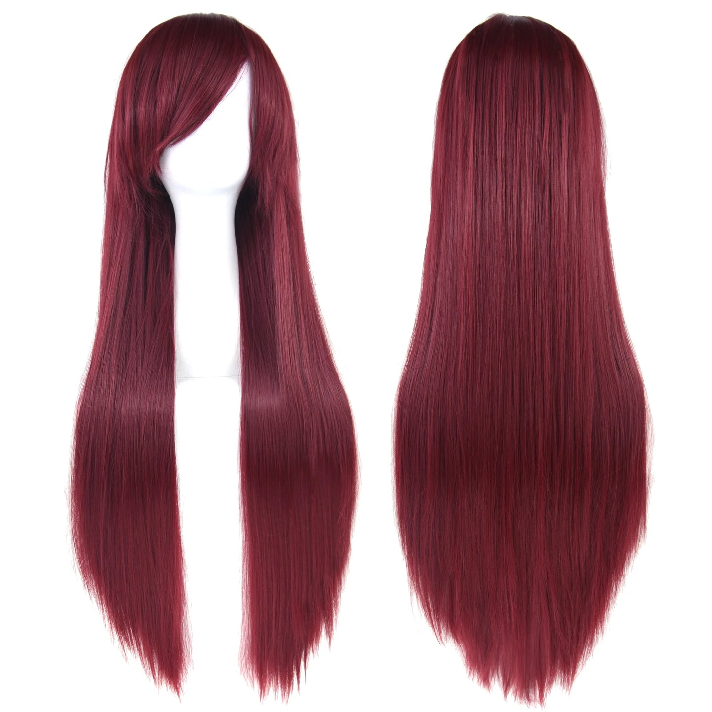 Soowee Long Synthetic Hair White Purple Cosplay Wigs Party Black Straight Wig Hairpiece Women