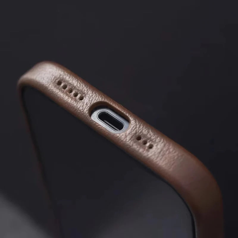 Retro Crazy Horse Leather Magsafe Case Iphone 18pro 15 14 13 12 17 Pro Max Simple Texture Magnetic
