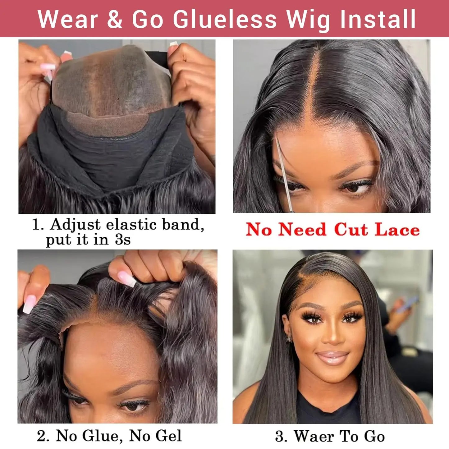 Long Straight Human Hair Wig – 13x4 & 13x6 HD Lace Front Glueless 16–42 Inches