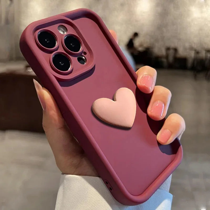Cute 3D Love Heart Silicone iPhone Case