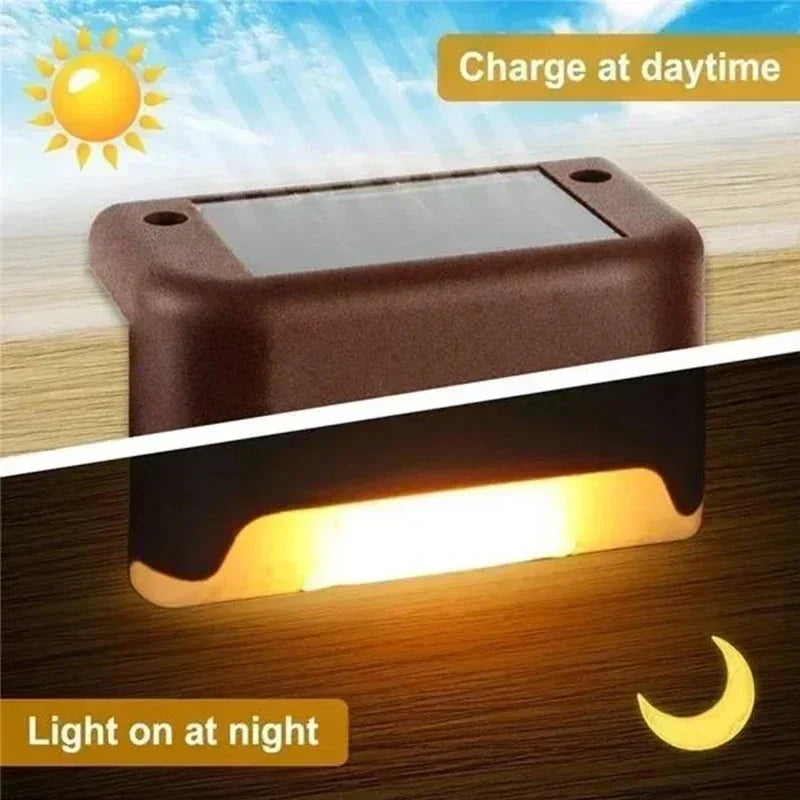 Pcs Solar Led Lights Outdoor Garden Light Deck Lamp Stairs Waterproof Step Patio Decor - Waterproof