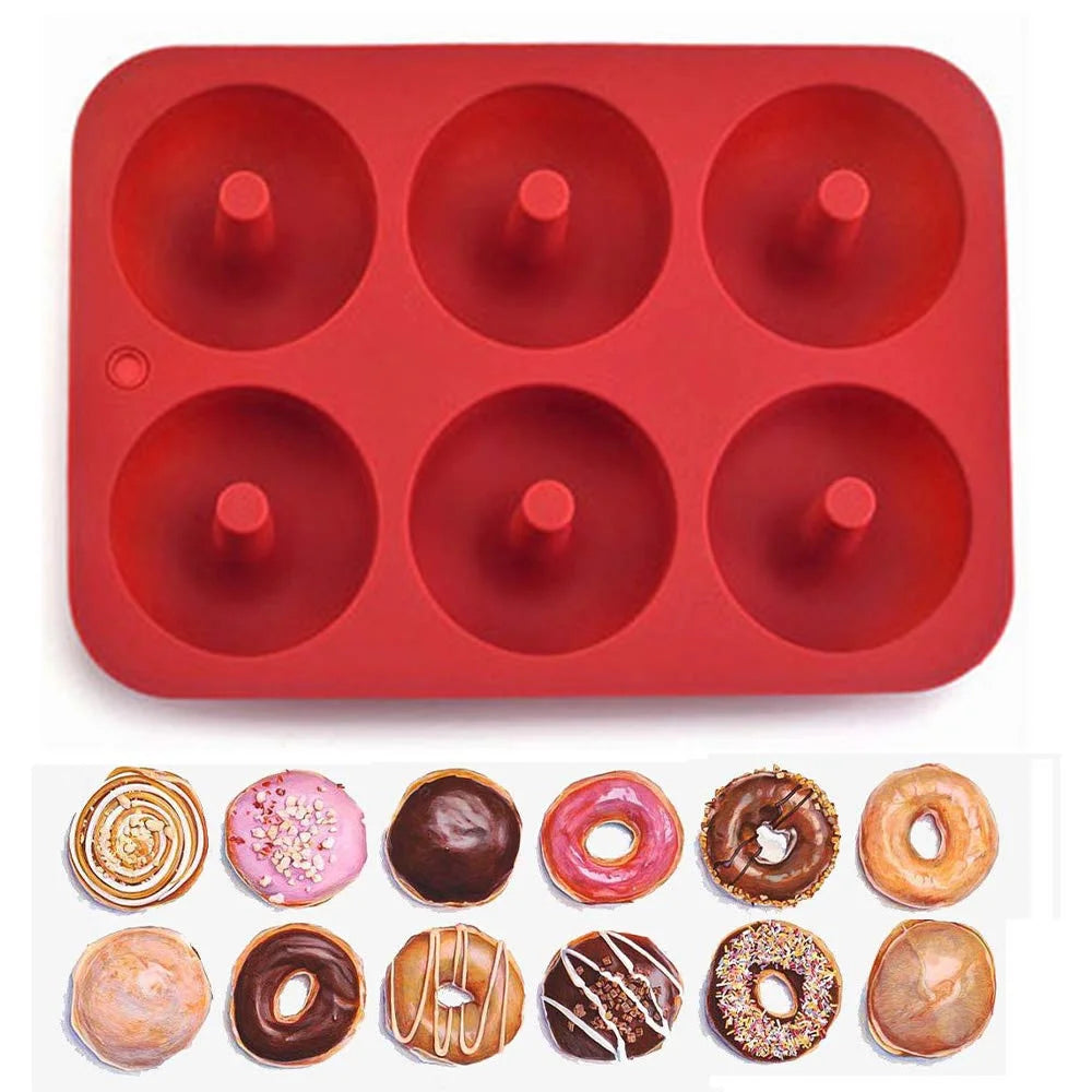 Silicone Donut Mold 6-Cavity Non-Stick Baking Pan for Doughnuts & Bagels