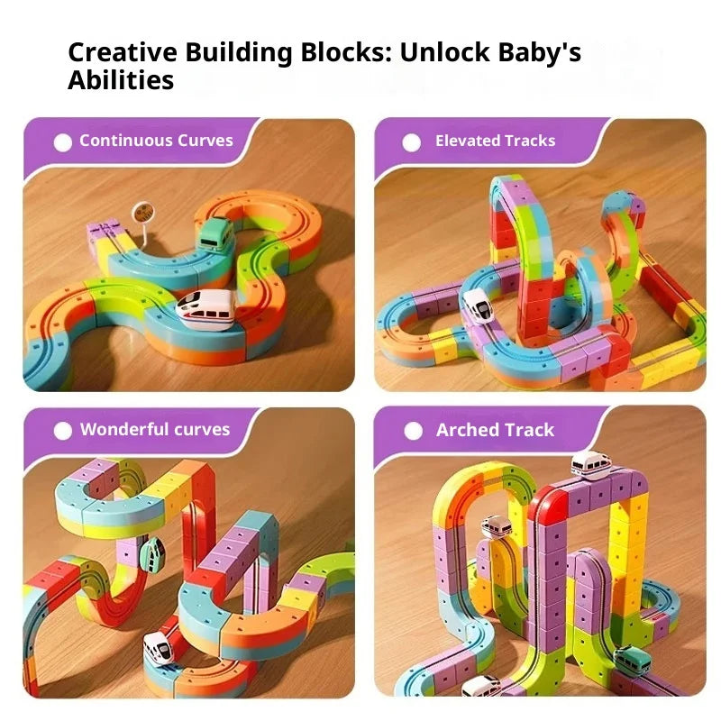 Magnetic Cube Track Train Set – DIY Electric Railway Building Toy
