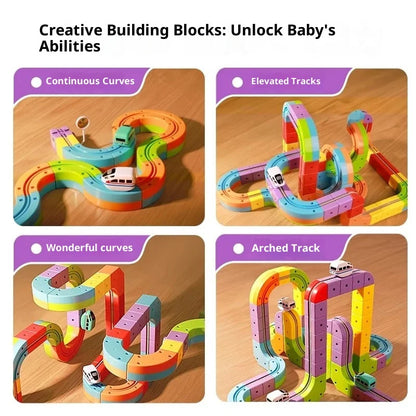 Magnetic Cube Track Train Set – DIY Electric Railway Building Toy