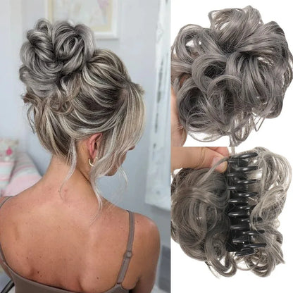 Claw Clip Messy Bun Hair Piece Curly Wavy Synthetic Updo