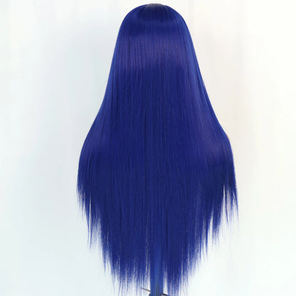 Blue Lace Front Synthetic Wig – Long Straight, 28 Inch, 180% Density