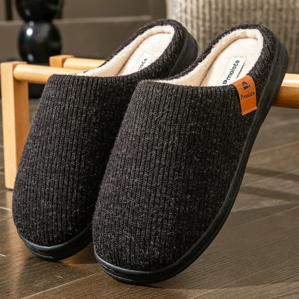Winter Men S Slippers Memory Cotton Shoe Pad Tpr Large Sole Flat Bottom Anti Slip Warm Comfortable