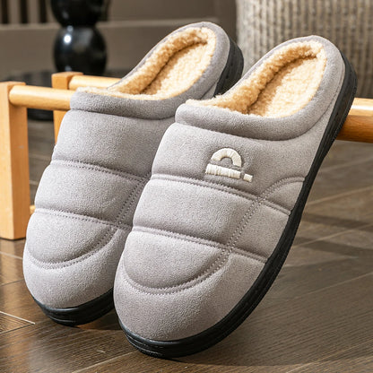 Men's Suede Winter Slippers Memory Foam Fleece-Lined Platform