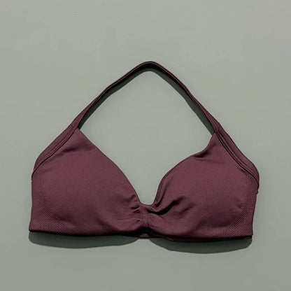 Women's Strappy Sports Bra – Padded Push-Up Gym Top