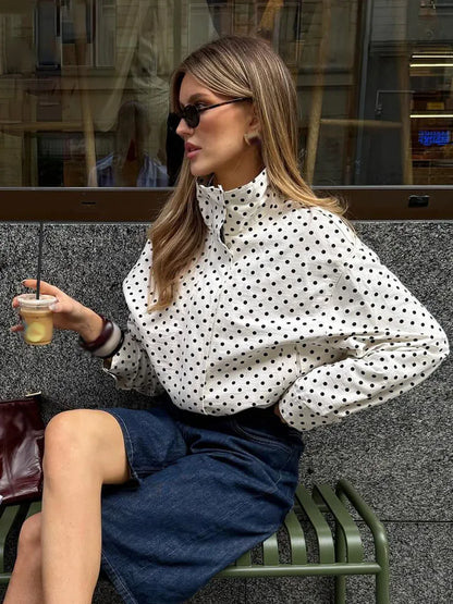 Women's Polka Dot Jacket & Shorts Set