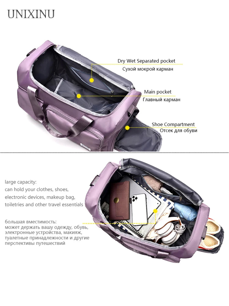 Weekender Duffle Bag with Shoe Compartment – Large Travel Bag