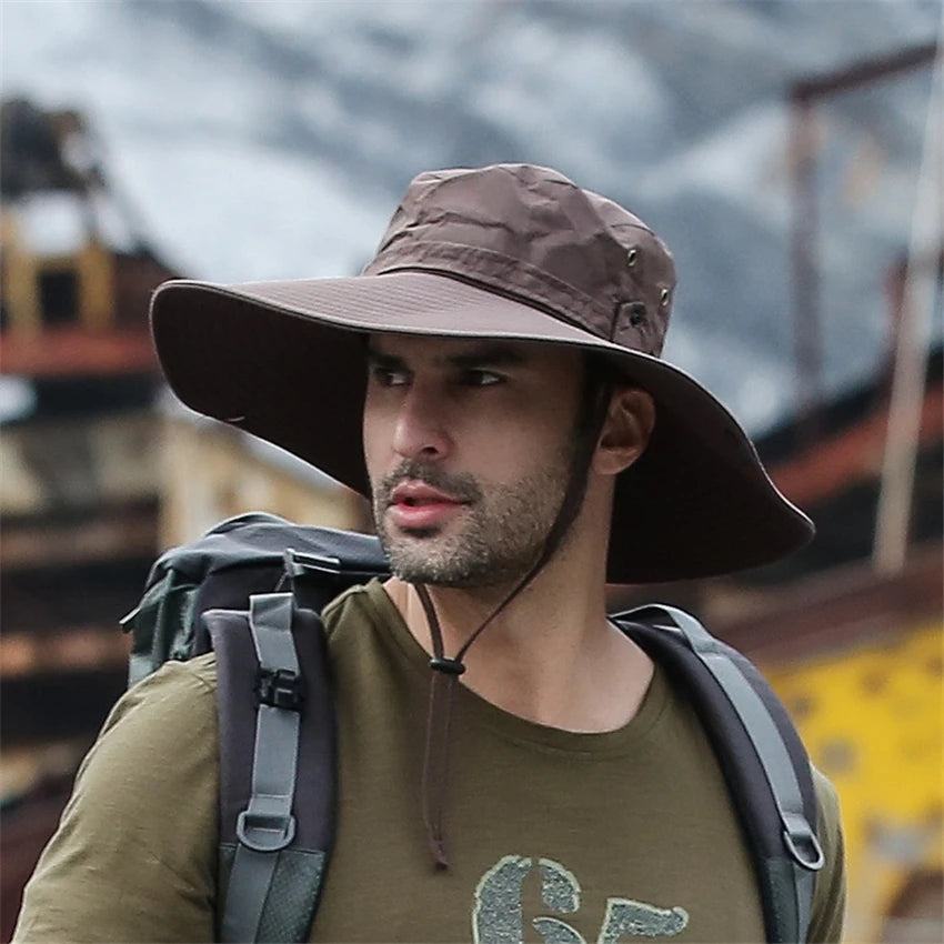 Men's Wide Brim Sun Hat – UV Protection Mesh Boonie Hat for Hiking & Fishing