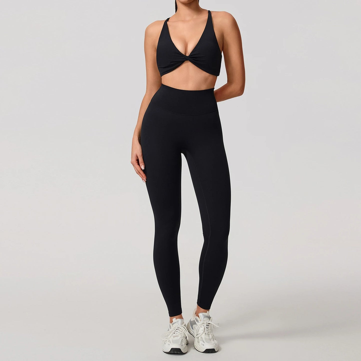 Women's 2-Piece Yoga Set – Long Sleeve Crop Top & Shorts