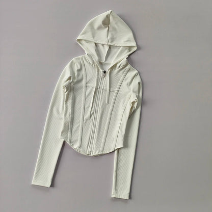 Women's Zip-Up Hoodie Jacket – Slim Fit Quick-Dry Sports Running Top