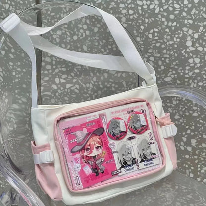 Anime Crossbody Bag with Transparent Postcard Display Window