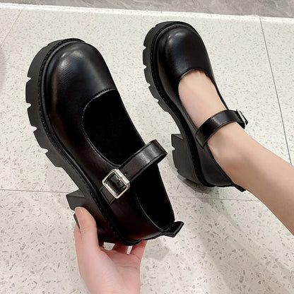 Platform Mary Jane Pumps – Buckle Strap Block Heel