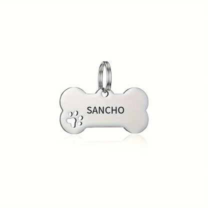 Personalized Engraved Pet ID Tag – Bone Shape for Dogs & Cats