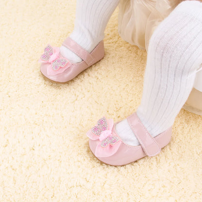 Baby Girl Mary Jane Shoes – Rhinestone Bowknot, 0–18 Months