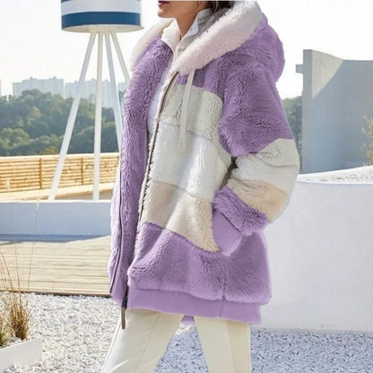 Oversized Plush Fleece Hooded Jacket for Women