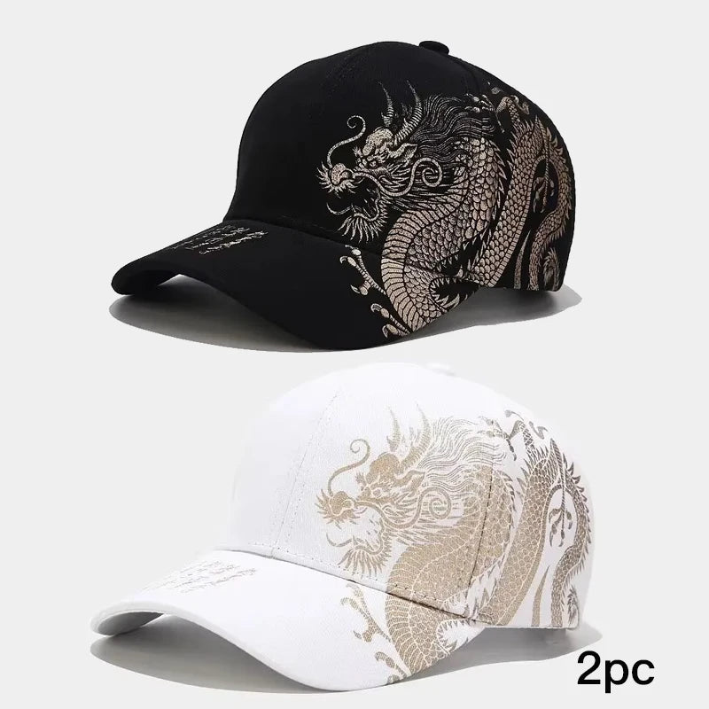 Dragon Embroidery Baseball Cap – Chinese Style Unisex Hat