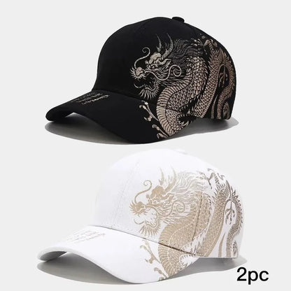 Dragon Embroidery Baseball Cap – Chinese Style Unisex Hat